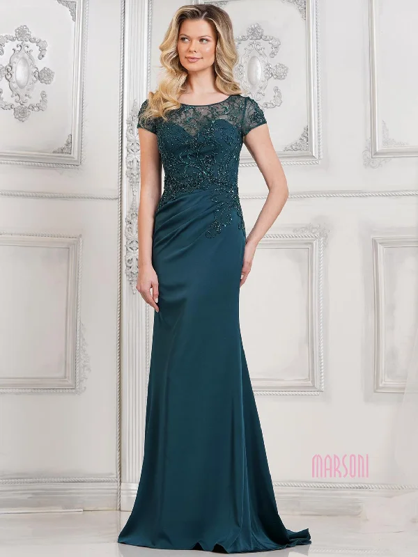 Women's Low-Neck DressesMarsoni MV1317 Long Formal Beaded Evening Gown