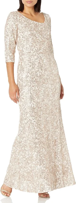 Women's V-Shaped Collar DressesAlex Evenings 81122493 Long Fit and Flare Formal Dress Women's V-Shaped Collar DressesAlex Evenings 81122493 Long Fit and Flare Formal Dress