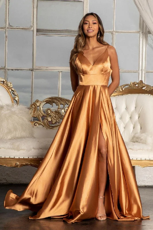Women's High Collar DressesSienna M Long Spaghetti Strap Formal Bridesmaid Satin Dress Sale