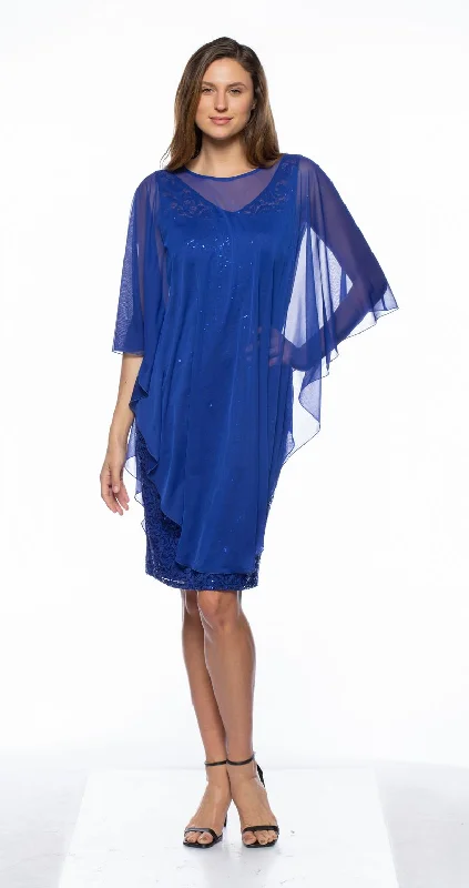 Women's Peter Pan Collar DressesMarina  Short Sheer Overlay Lace Dress