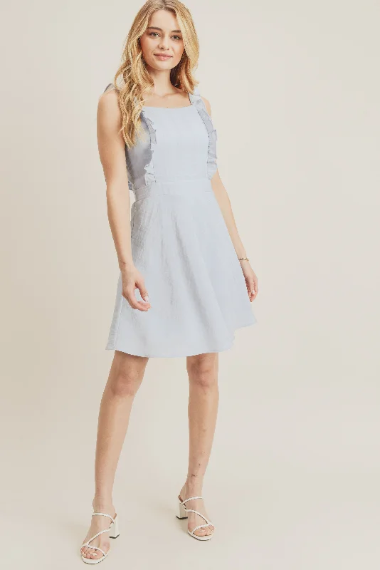 Women's Lapel Collar DressesShort Sleeveless Frilled Strap Dress