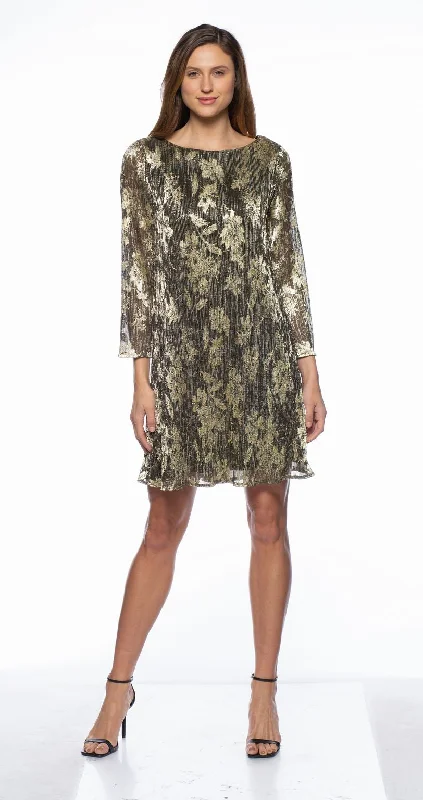 Women's Shirt Collar DressesMarina  Long Sleeve Printed Metallic Short Dress