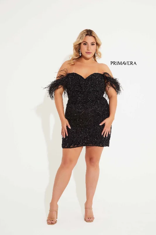 Women's Square-Neck DressesPrimavera Couture 14062 Short Fitted Homecoming Plus Size Cocktail Dress
