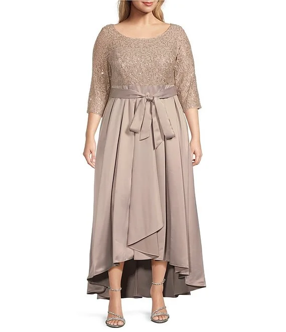 Women's Square Collar DressesAlex Evenings 84122468 Plus Size Long Formal Dress
