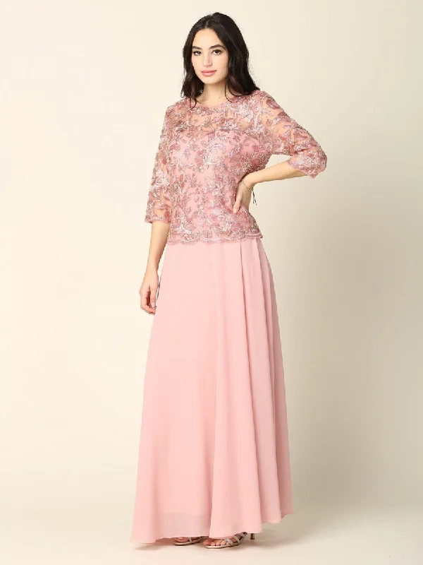 Women's Mandarin Collar DressesDusty Rose L Mother of the Bride Long Formal Dress Sale Women's Mandarin Collar DressesDusty Rose L Mother of the Bride Long Formal Dress Sale