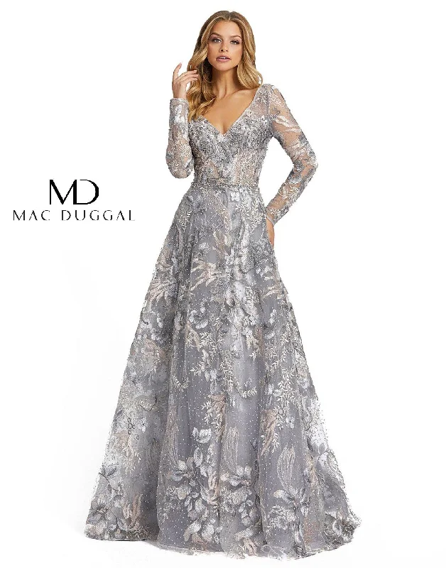 Women's Wide Collar DressesMac Duggal 20214 Grey Multi 16 Sale
