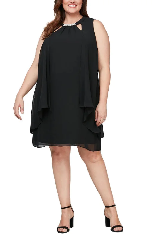 Women's Rounded Collar DressesSL Fashions 610366 Black 20W Sale