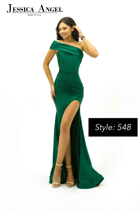 Women's Notched Collar DressesJessica Angel One Shoulder Long Formal Gown 548 Sale