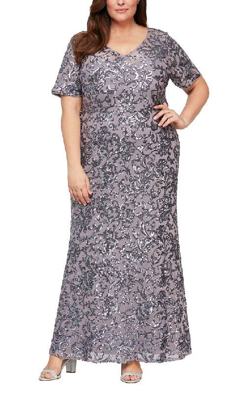 Women's Mandarin Collar DressesAlex Evenings AE8496803 Icy Orchid 22W Sale
