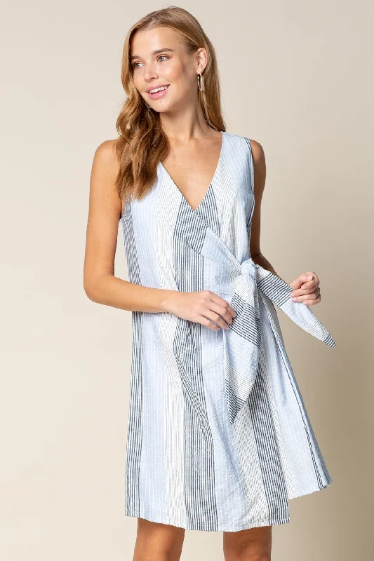 Women's V-Shaped Collar DressesShort Sleeveless Wrap Dress