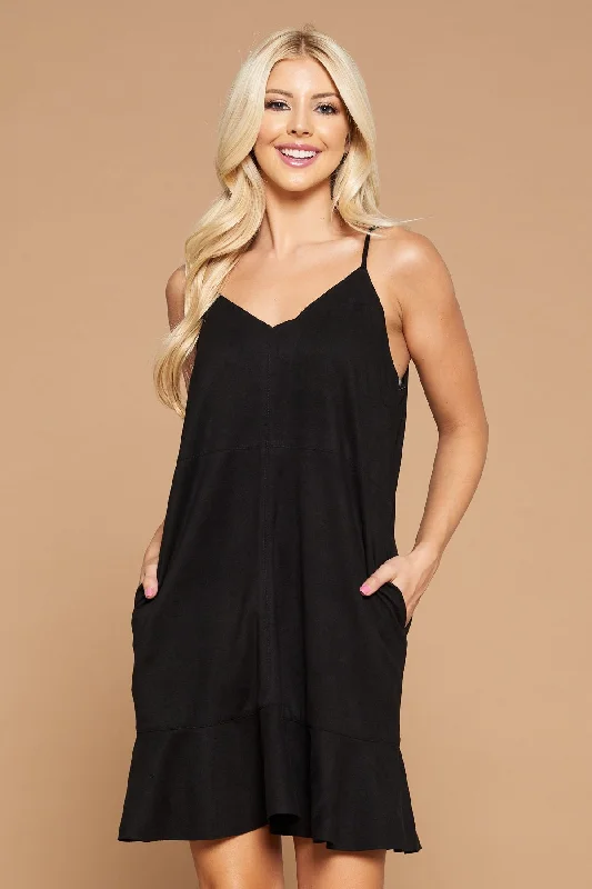 Women's Flared DressesShort Spaghetti Strap Pocket Dress