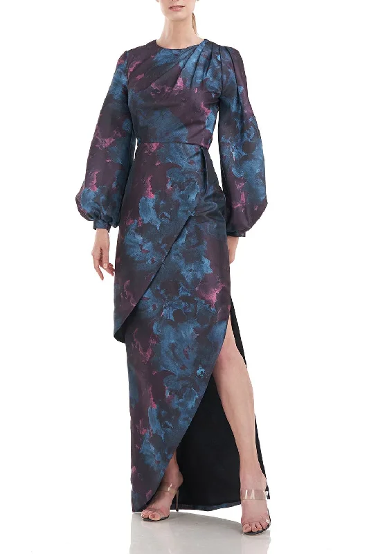 Women's Square-Neck DressesKay Unger 5518784 Long Sleeve Formal Floral Print Dress