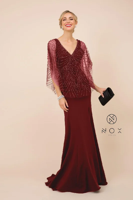 Women's One-Shoulder DressesNox Anabel Y531 Burgundy 12W Sale
