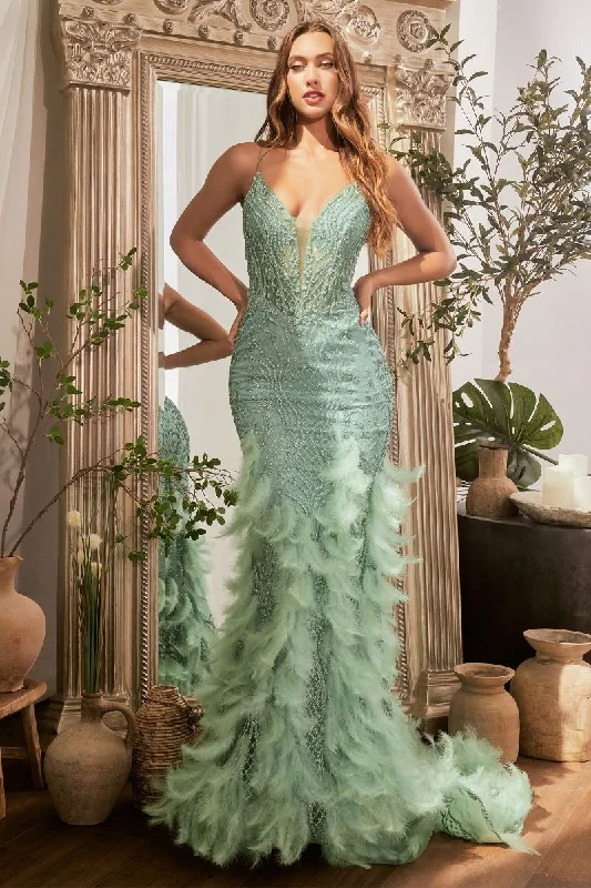 Women's Sweetheart Collar DressesCinderella Divine CC1608 Long Beaded Formal Prom Mermaid Dress