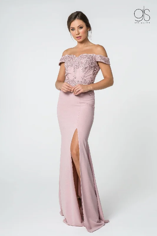 Women's Keyhole-Neck DressesMauve S Long Formal Off Shoulder Fitted Evening Dress Sale