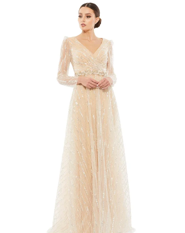 Women's Peter Pan Collar DressesMac Duggal 67859 Champagne 16 Sale