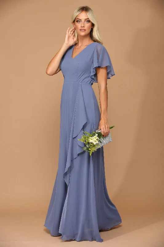 Women's Square Collar DressesEva Fashion EV3442 Slate Blue 3XL Sale