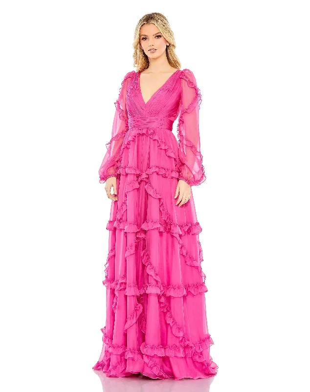 Women's Mandarin Collar DressesMac Duggal A68223 Long Sleeve Formal Dress