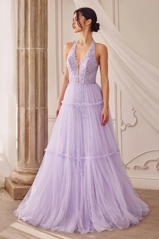 Women's Sweetheart-Neck DressesAndrea & Leo A1206 Long Halter A-Line Prom Dress