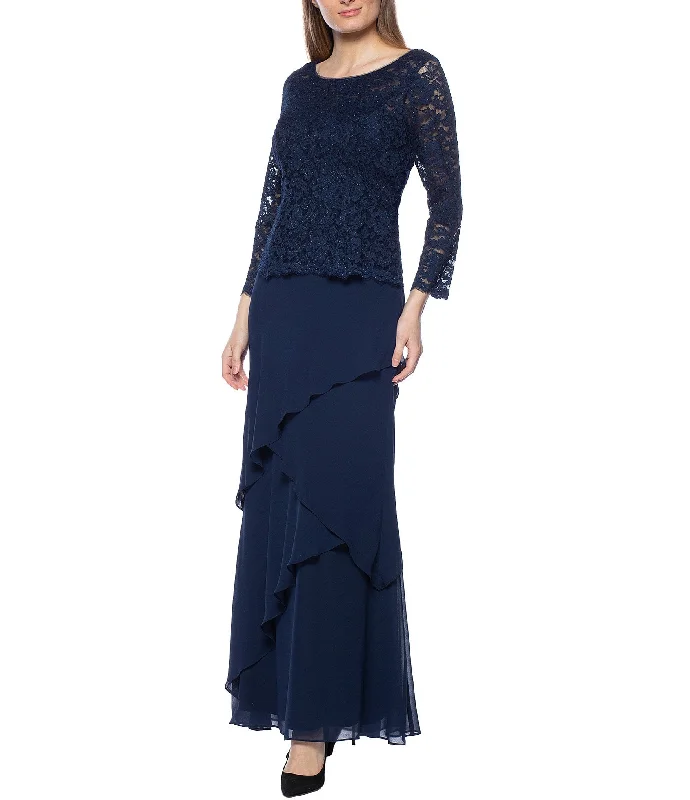 Women's Bodycon DressesMarina Long Two Piece Formal Lace Tier Dress