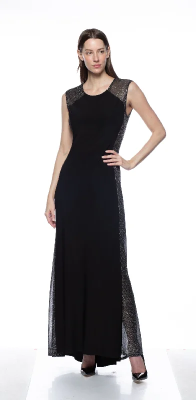 Women's Rounded-Neck DressesMarina  Long Side Panel ITY Combo Dress