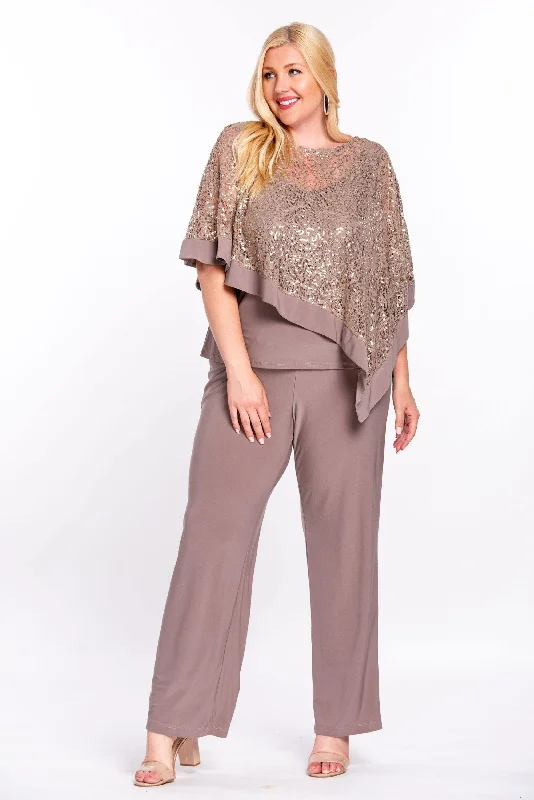 Women's Rounded Collar DressesR&M Richards 8998 Long Formal Poncho Pant Suit Sale