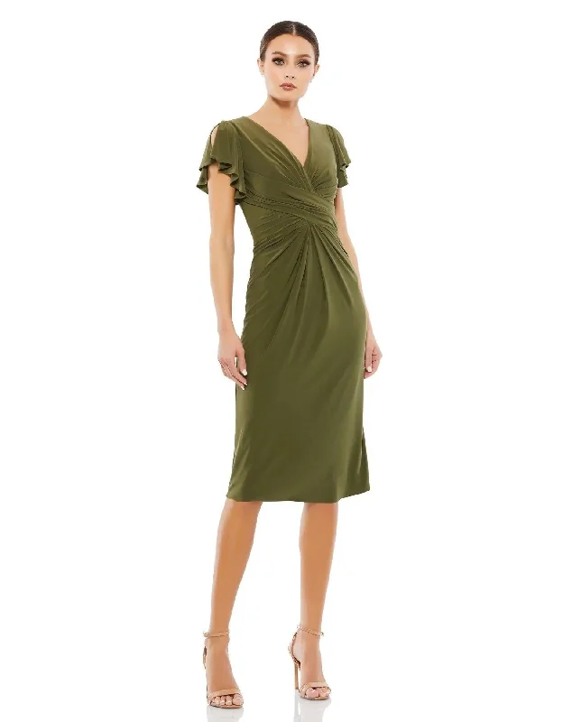 Women's Rounded Collar DressesMac Duggal 12486 Olive 16 Sale