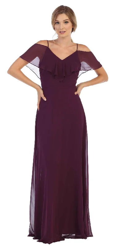 Women's Round-Neck DressesPlum 2XL Long Off Shoulder Formal Bridesmaids Chiffon Dress Sale Women's Round-Neck DressesPlum 2XL Long Off Shoulder Formal Bridesmaids Chiffon Dress Sale