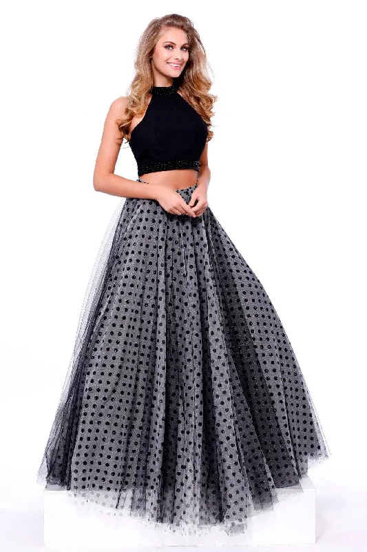 Women's Mandarin Collar DressesBlack XS Nox Anabel 8204 Sleeveless Two Piece Prom Dress Sale