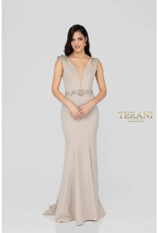Women's Low Collar DressesStone 4 Terani Couture 1911E9601 Sleeveless Long Prom Dress Sale Women's Low Collar DressesStone 4 Terani Couture 1911E9601 Sleeveless Long Prom Dress Sale