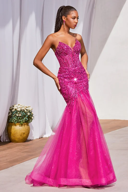 Women's Low-Neck DressesCinderella Divine CD0214 Magenta 10 Sale