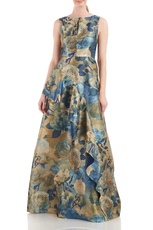 Women's Square Collar DressesKay Unger 5518282 Long Sleeveless Floral Print Formal Dress