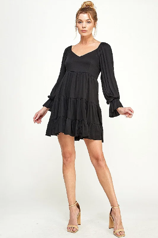 Women's Flared DressesLong Sleeve Tiered Dress