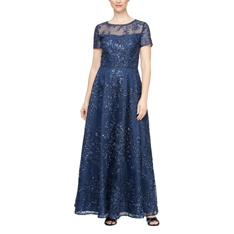 Women's Mini DressesAlex Evenings 81171556 Long Embroidered Formal Short Sleeve Dress Women's Mini DressesAlex Evenings 81171556 Long Embroidered Formal Short Sleeve Dress
