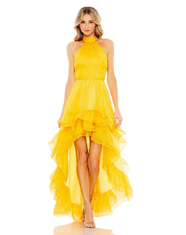Women's Notched Collar DressesMac Duggal 558071 High Low Formal Prom Dress