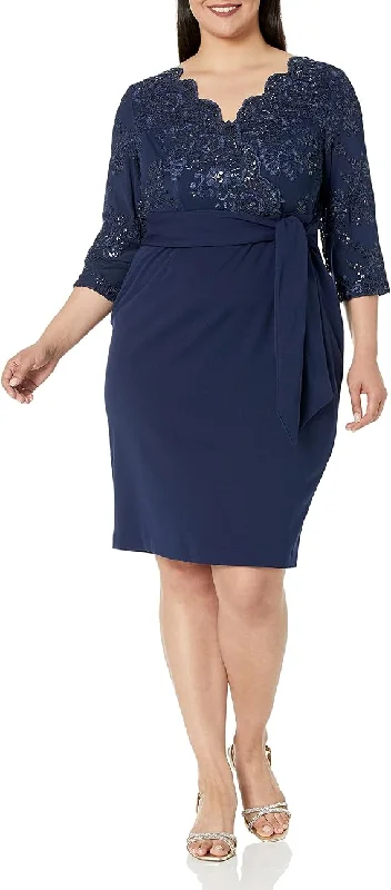 Women's Rounded Collar DressesAlex Evenings 84171230 Plus Size Short Formal Dress