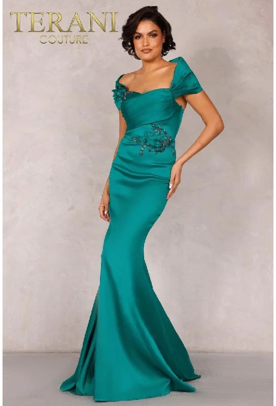Women's Rounded Collar DressesTerani Couture 2021M2969 Emerald 6 Sale