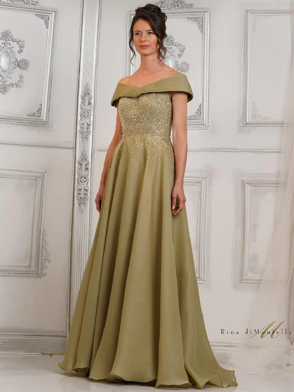 Women's Wrap DressesRina di Montella RD3102 Beaded Long Formal Evening Gown