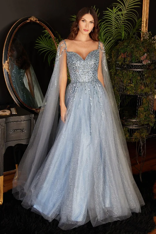 Women's Gathered DressesCinderella Divine CD0204 Smoky Blue 4X Sale