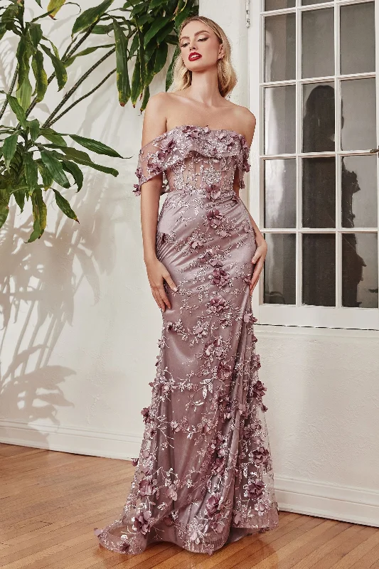 Women's Notched Collar DressesCinderella Divine J832 Mauve 10 Sale
