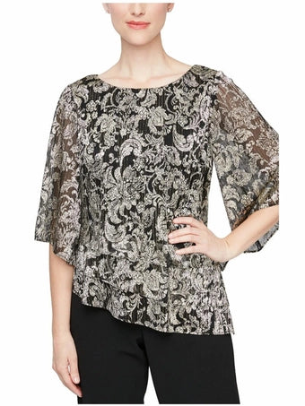 Women's Shirt Collar DressesAlex Evenings 8327745 Black Gold L Sale