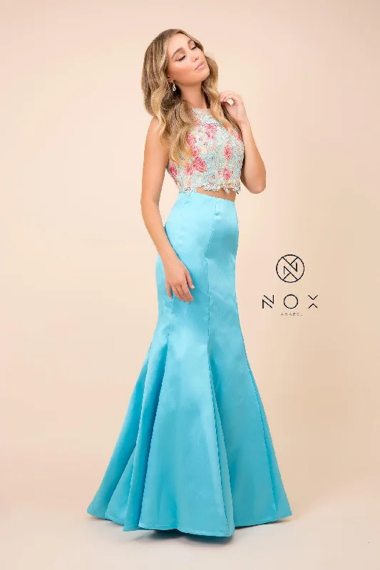 Women's V-Back DressesNox Anabel 8287 Turquoise XL Sale