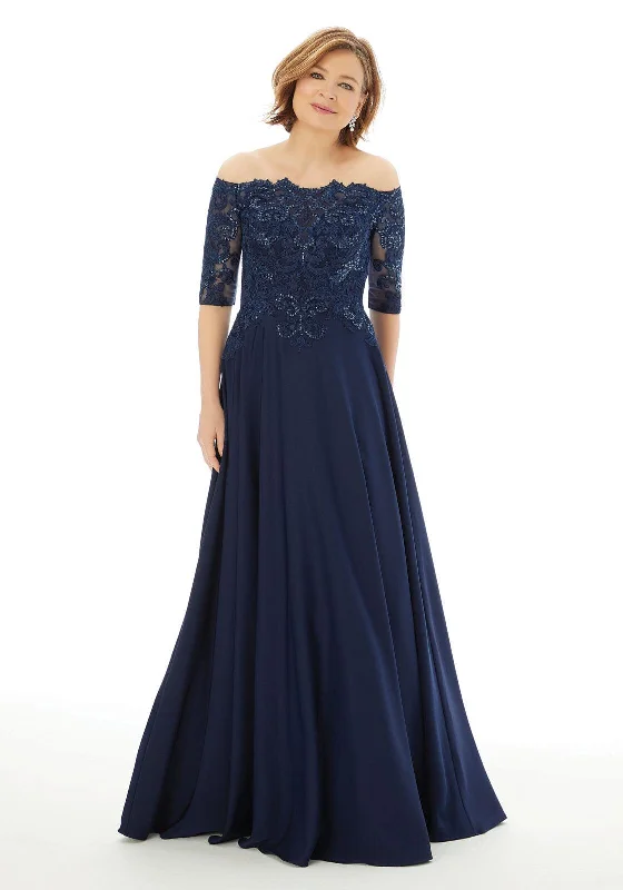 Women's Wide Collar DressesNavy 12 MGNY Madeline Gardner New York 72220 Long Formal Dress Sale Women's Wide Collar DressesNavy 12 MGNY Madeline Gardner New York 72220 Long Formal Dress Sale