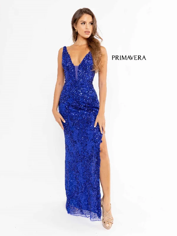 Women's Narrow Collar DressesPrimavera Couture 3953 Royal Blue 10 Sale
