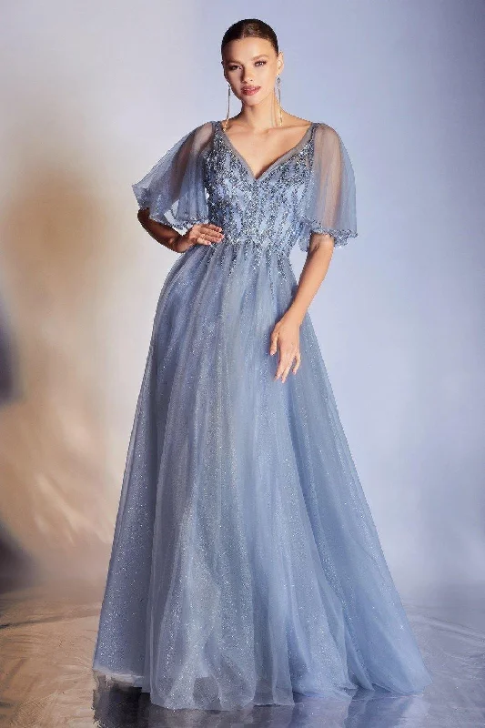 Women's Square Collar DressesCinderella Divine CD0175 Smoky Blue 2X Sale