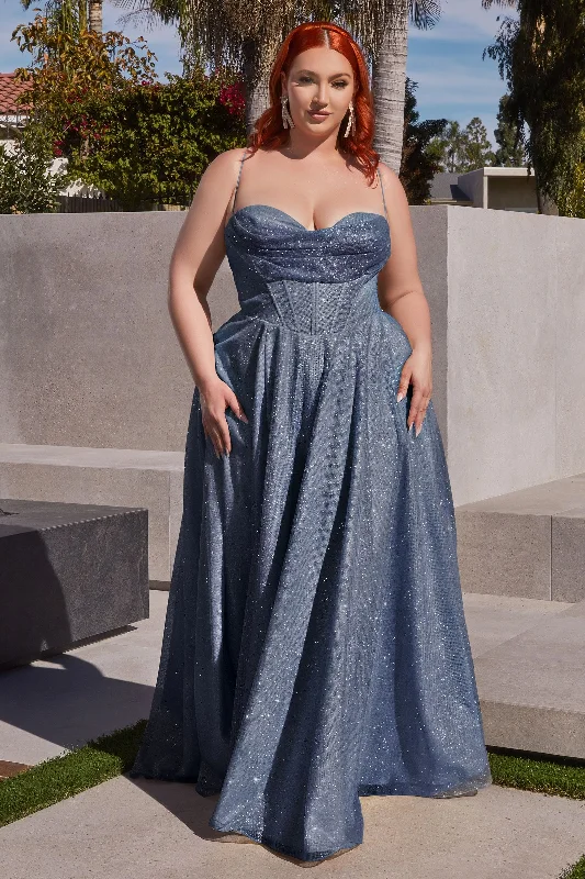 Women's Rounded-Neck DressesCinderella Divine CD252C Smoky Blue 22 Sale
