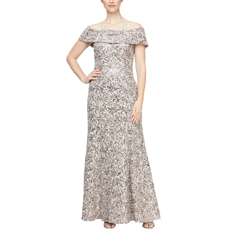 Women's High Collar DressesAlex Evenings 81122532 Long Off Shoulder Formal Dress
