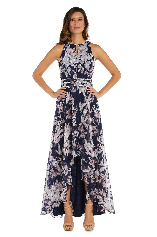 Women's Rounded Collar DressesNavy/Pink 16 R&M Richards 9402 High Low Floral Formal Dress Sale Women's Rounded Collar DressesNavy/Pink 16 R&M Richards 9402 High Low Floral Formal Dress Sale