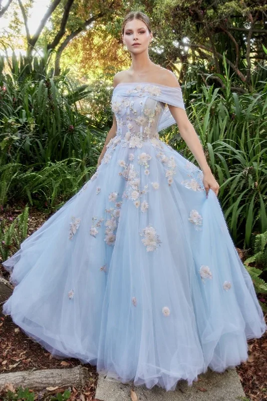 Women's Keyhole Collar DressesAndrea & Leo A1048 Long Off Shoulder Prom Ball Gown