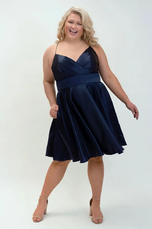 Women's V-Neck DressesSydneys Closet SC8124 Short Homecoming Plus size Dress